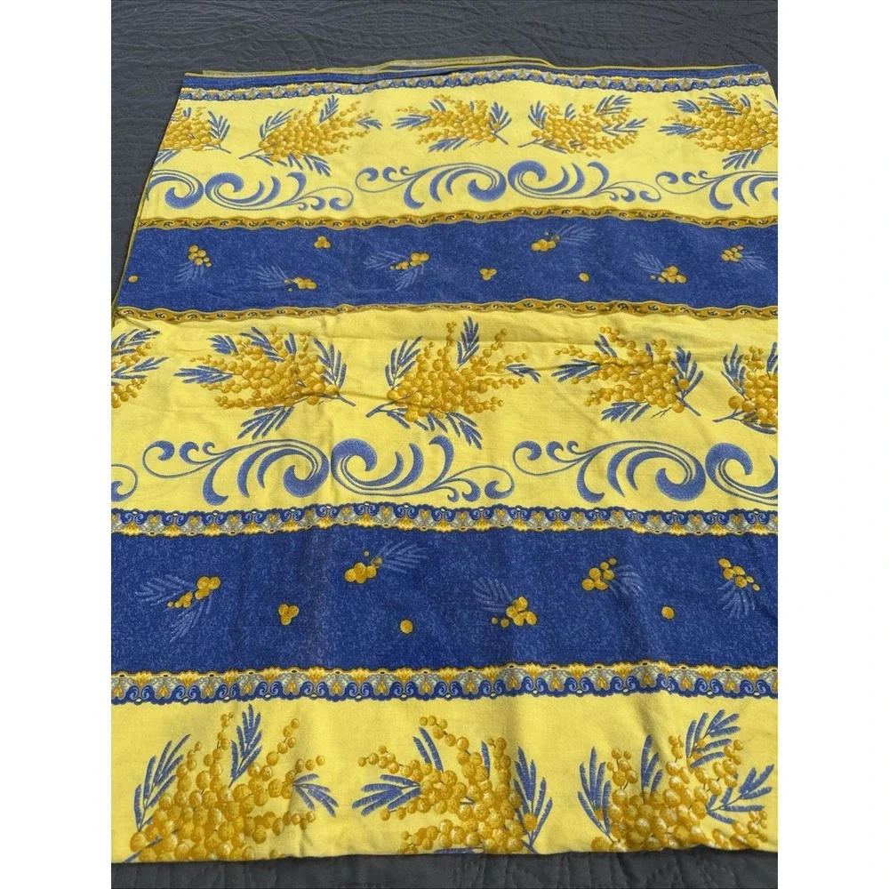 French Provencale Country Floral & Olives Tablecloth Blue Yellow Cotton 60 X 100